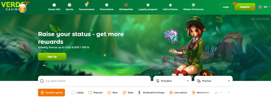 50 Free Spins No Deposit for registration at Verde casino