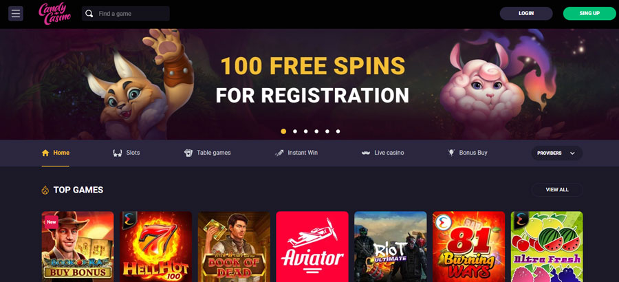 100 Free Spins No Deposit at Candy Casino