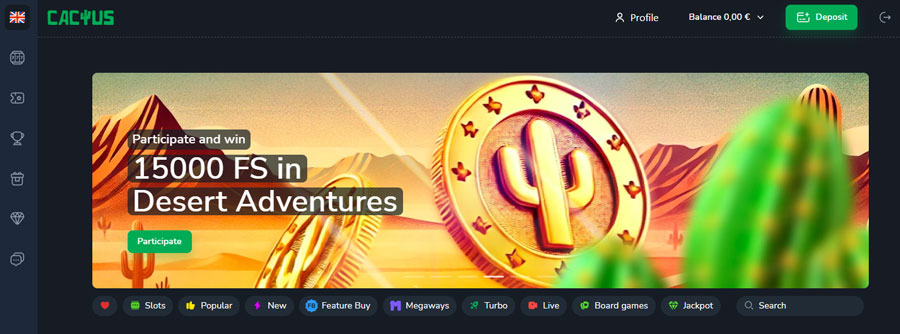 Cactus: 175% + 25FS on 1st Deposit