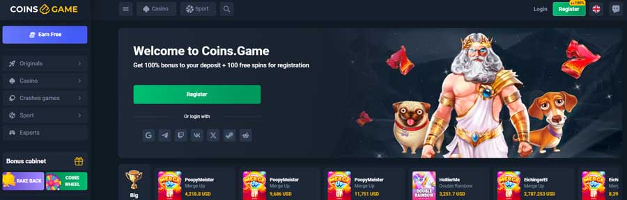 100 Free Spins No Deposit Bonus at Coins Game Online Casino