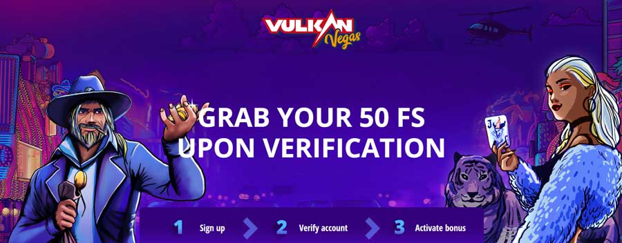 50 No Deposit Free Spins for registration at Vulkan Vegas Casino
