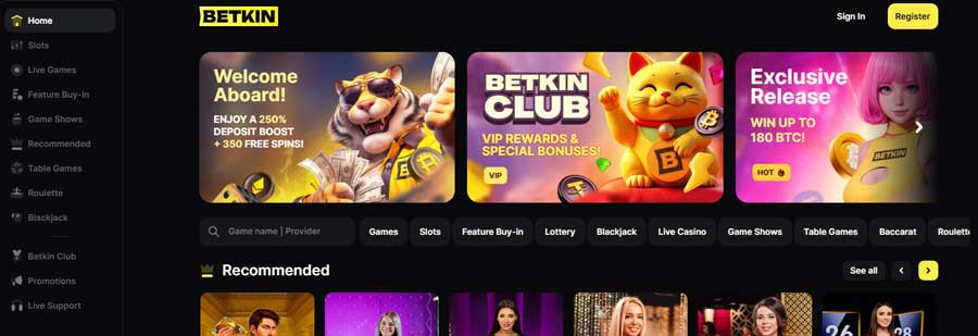 50 Free Spins at Betkin Casino - No Deposit Bonus