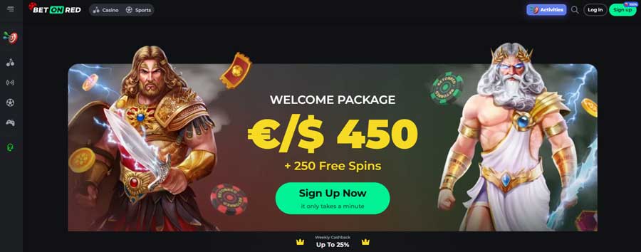 100 Free Spins - No Deposit Required at BetOnRed Casino